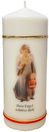 Hl. Schutzengel mit Kind - Kerze, Größe 6 x 14 cm