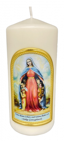 Kerze Maria Schutzmantel Madonna, Größe 6 x 14 cm