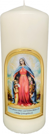 Kerze Maria Schutzmantel Madonna, Größe 7 x 19 cm