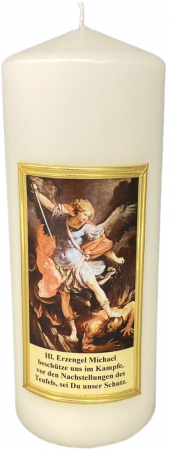 Hl. Erzengel Michael Kerze mit Gebet, Größe 7 x 19 cm