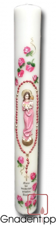 Votivkerze 10x100 cm - Muttergottes mit Jesuskind, rosa