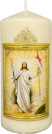 Geweihte Jesus Kerze "Auferstehung" Größe 6 x 14 cm