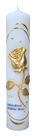 Votivkerze 8 x 40 cm - Gebetskreis Goldene Rose