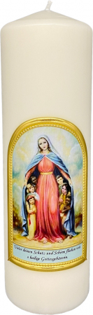 Kerze Maria Schutzmantel Madonna, Größe 8 x 25 cm