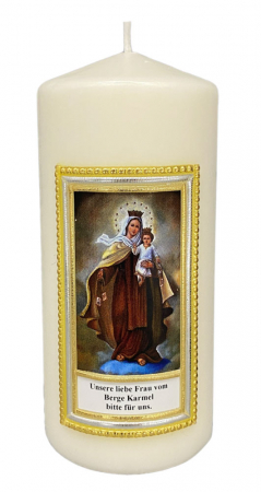 Kerze Unserer Lieben Frau vom Berge Karmel, Größe 6,5 x 15 cm