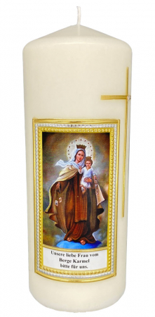 Kerze Unserer Lieben Frau vom Berge Karmel, Größe 8 x 20 cm