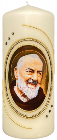 Hl. Pater Pio Kerze, Größe 8 x 23 cm